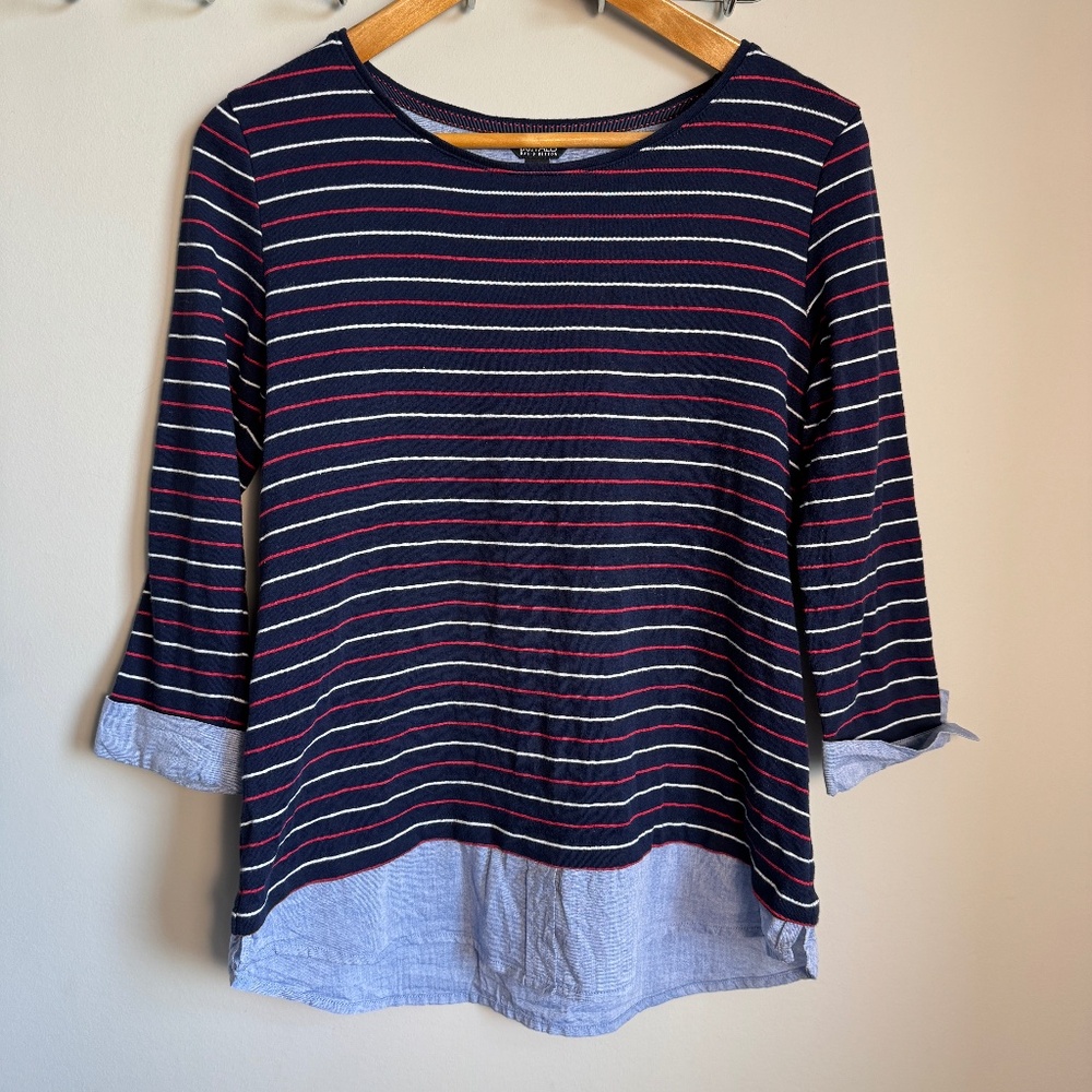Buffalo David Bitton Womens Faux Layered Long Sleeve Knit Top Striped Medium Y2K